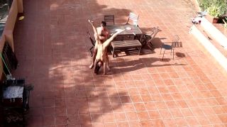 Girlfriend Couple Playing And Fucking In The Courtyard, Outside Creamy