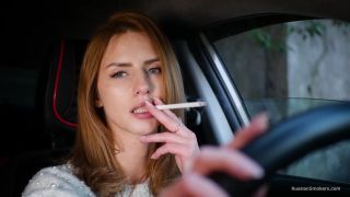 Letsdoeit Meet Anastasia In Her Car While She Is Smoking Two 120mm All White Cigarettes Three Some
