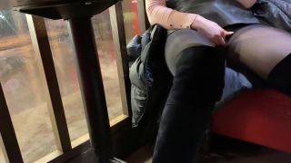 Guy A. Sky Masturbating In A Cafe And In The Ass Plug (cats Tail)! Big Natural Tits