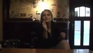 Sentando adorable blonde shows off and sucks in a pub Glamour