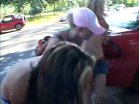 Gay Outdoor Amature dude walking pet lucks into a orgy with 4 sluts Transex - 1