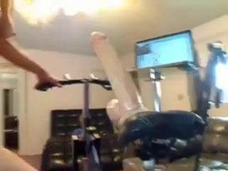 Phat Ass Slut legal age teenager rides bicycle and dildo PhoneMates