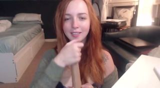 Orgasms Redhead ginger practicing blowjob with dildo Bongacams