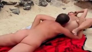 Chunky Wife masturbates on beach then gets fucked Homo