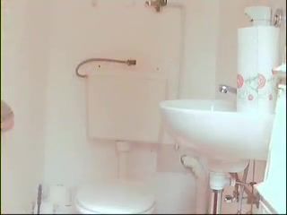 Petite Teenager Guest toilet in the hotel Hidden Camera masturbates Outdoors
