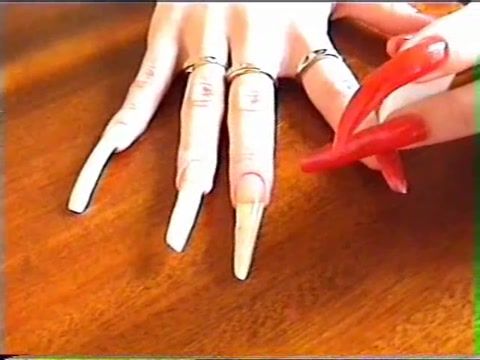Animated Long natural nails red polishing Hidden - 1