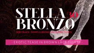 Shemale Erotic Striptease in Brown Lace Tights Sextoys