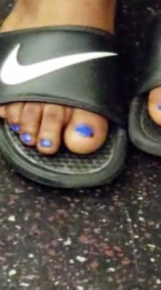 Sloppy Blowjob Candid ebony feet blue toes Foda