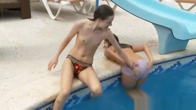 Beautiful Lesbian lovers make love by the pool LiveX - 1