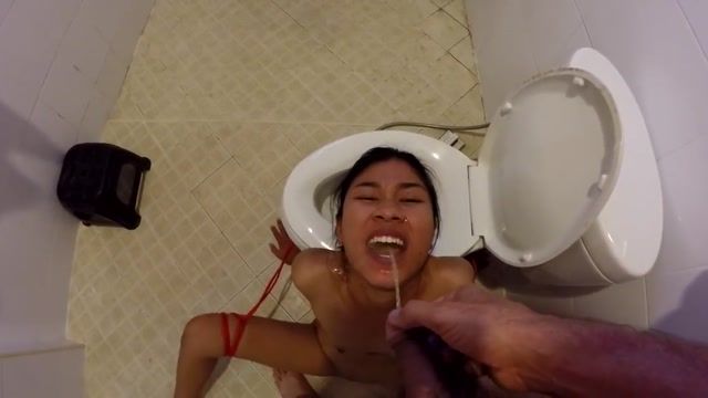 Boy tied to toilet and piss and cum on pretty face Teensex