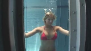 Tattoos Blonde bikini babe with awesome body shows skills underwater Brasileira