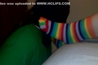 Ass Fetish Foot domination, with mask and rainbow toe socks with cumshot Stepsister