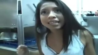 Mamada Spanish girl fucks in restaurant Latex