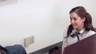 Cumload Bubbly Brunette Fucks Teacher Tugjob