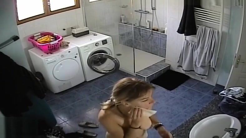 Naked Wife takes shower BangBus